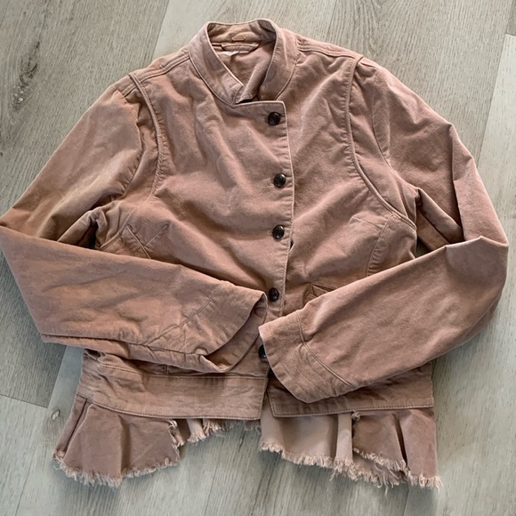 Free‎ People Jagger Blazer Pink Western Military Jacket Lace Up Cuff.  SZ XS - Picture 9 of 13